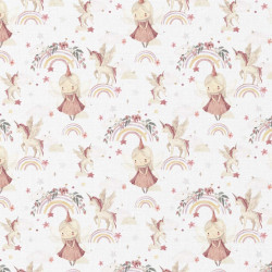 Printed Cotton LINETTE White / Pink